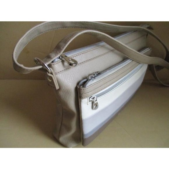 *Relic Vintage Tri Color Taupe Tan Beige Faux Leather Shoulder Bag - Picture 6 of 8